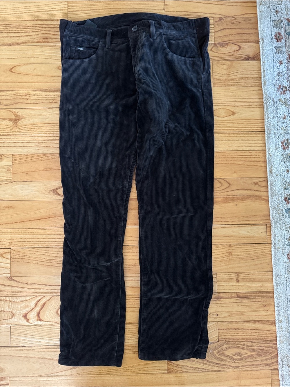 Tom Ford Black Corduroy Straight-Leg Pants